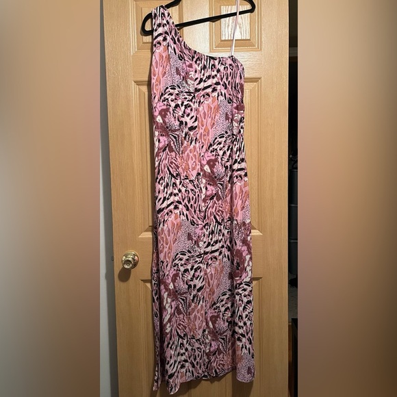 Laundry By Shelli Segal All Over Animal One Shoulder Midi Dress Exotic HD06D71 - Picture 10 of 15